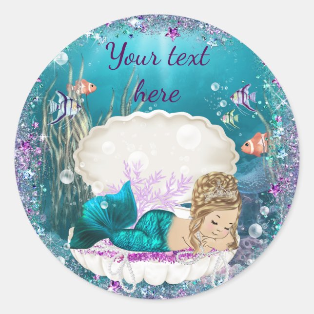 Cute Mermaid Baby Shower Stickers (Front)