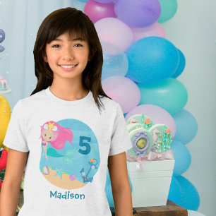 Cute Mermaid Beach Birthday Party Custom Girls Tri-Blend Shirt