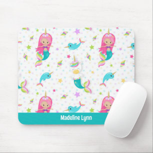 Cute Mermaid Beach Girl Personalised Kids Mouse Mat