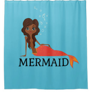Cute Mermaid (Beautiful Black Girl) Shower Curtain