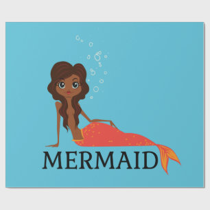 Cute Mermaid (Beautiful Black Girl) Wrapping Paper