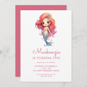 Cute Mermaid Birthday Party Invitation