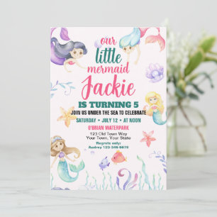 Cute Mermaid Birthday Party Invitation