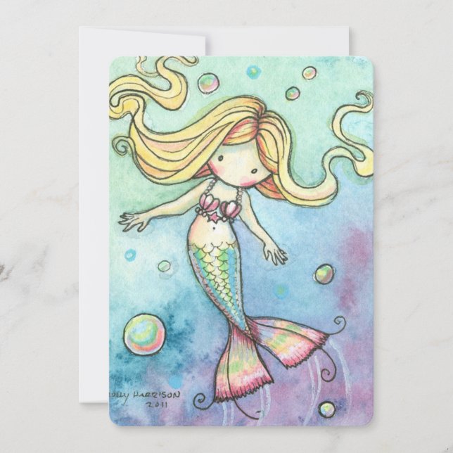 Cute Mermaid Birthday Party Invites for Girls (Front)
