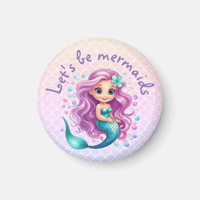 Cute Mermaid Birthday, Under the Sea Party Favour Magnet (Front)