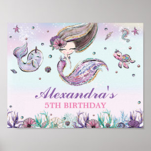 Cute Mermaid Birthday Under the Sea Pool Welcome  Poster