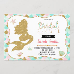 Cute mermaid bridal shower party invitation