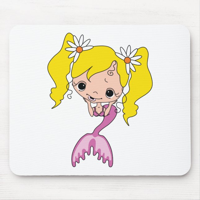 Cute Mermaid Cartoon Graphic Mouse Mat (Front)