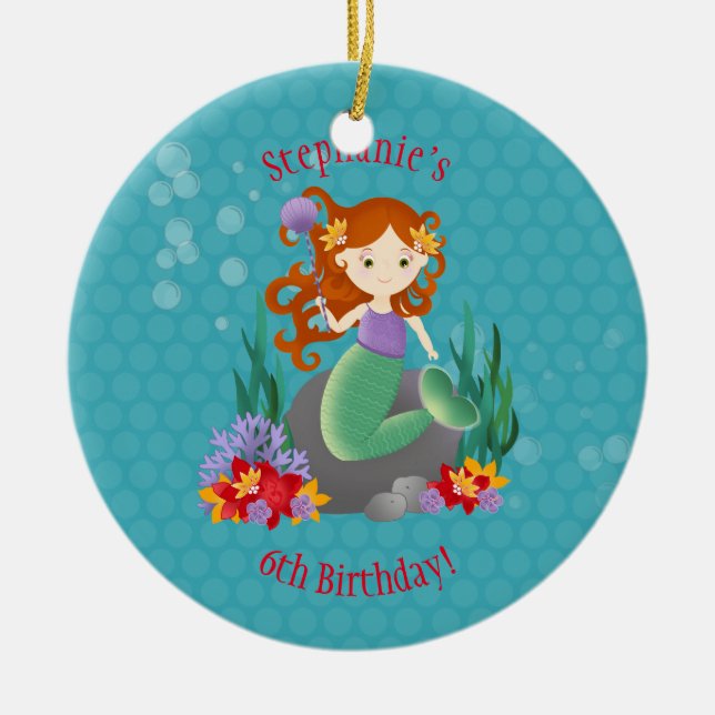 Cute Mermaid Ceramic Tree Decoration (Front)