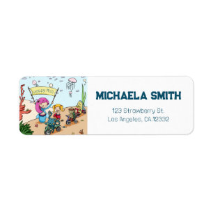 Cute Mermaid Cheer Race Return Address