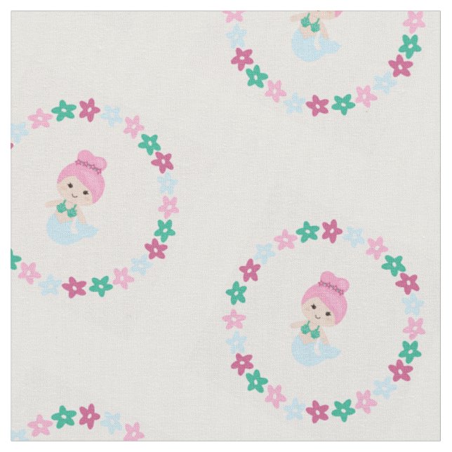 Cute mermaid cotton fabric (Close Up)