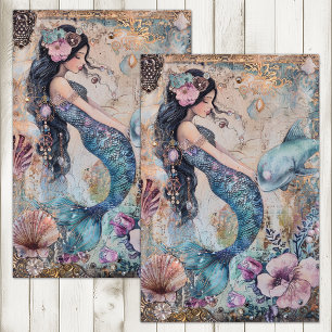 CUTE MERMAID DECOUPAGE TISSUE PAPER