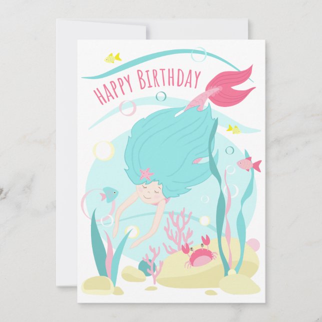 Cute Mermaid Diving Under the Sea (Front)