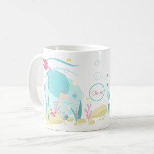 Cute Mermaid Diving Under the Sea Coffee Mug