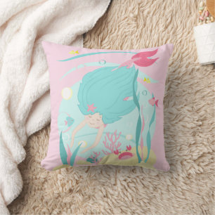 Cute Mermaid Diving Under the Sea Cushion