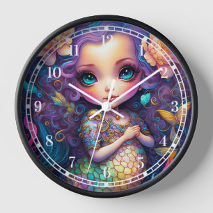 Cute Mermaid Fantasy Art Clock