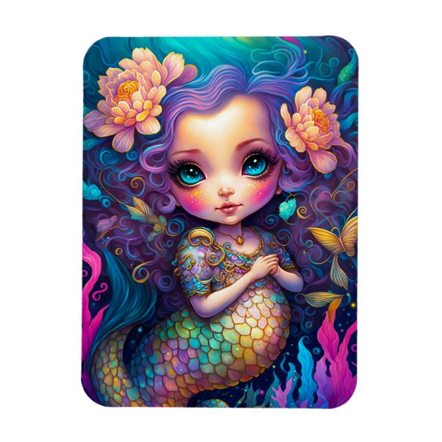 Cute Mermaid Fantasy Art Magnet (Vertical)