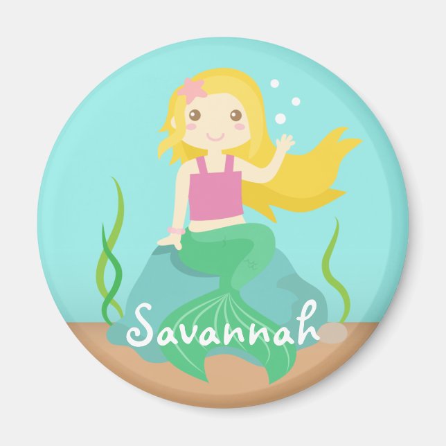 Cute Mermaid from the Ocean, For Girls Magnet (Front)