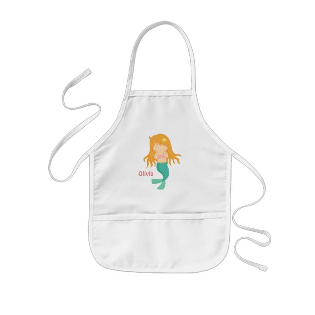 Cute Mermaid Girl Personalised Apron (Front)