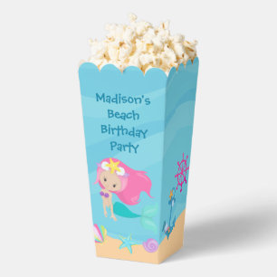 Cute Mermaid Girls Beach Birthday Party Popcorn Favour Box