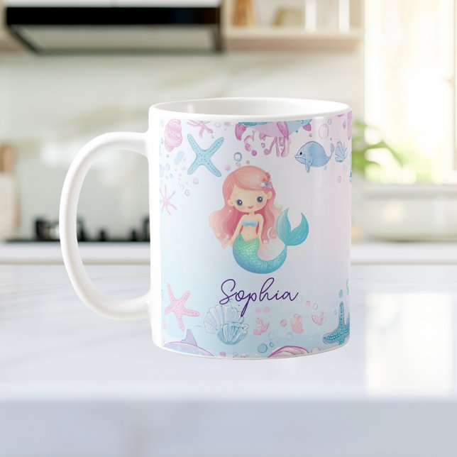 Cute Mermaid Girls Personalised Mug (Creator Uploaded)
