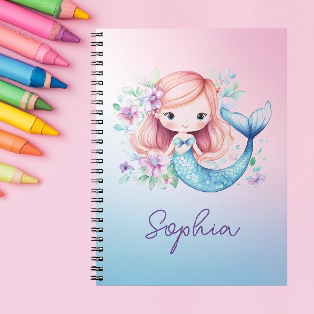 Cute Mermaid Girls Personalised Notebook (Creator Uploaded)