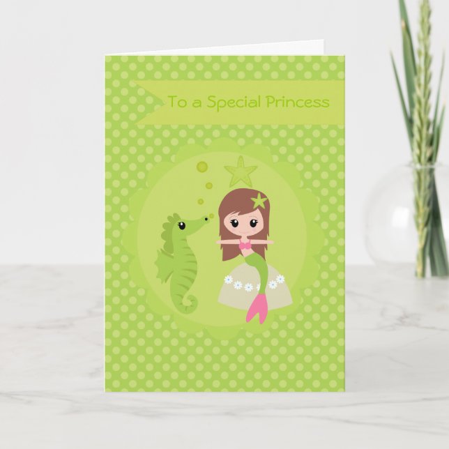Cute Mermaid in Green Card (Front)