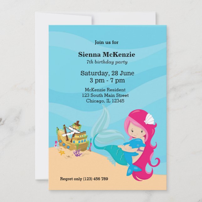 Cute Mermaid Invitation (Front)
