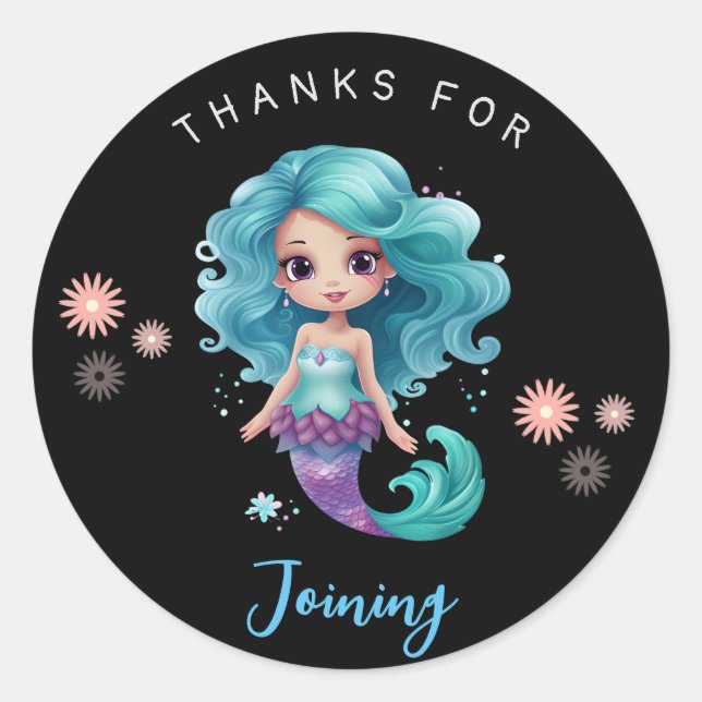 Cute mermaid Kids birthday party  Classic Round Sticker (Front)