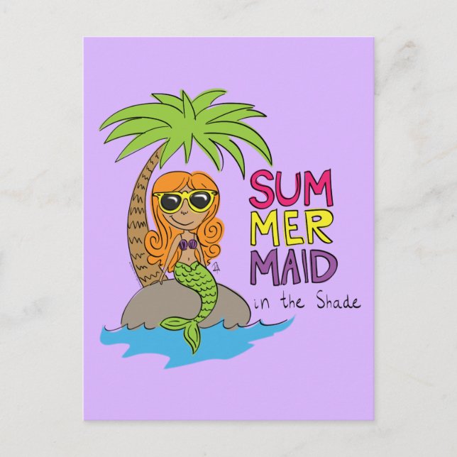 Cute Mermaid Kids Cartoon Postcard (Front)