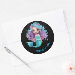 Cute mermaid kids name labels