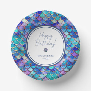 Cute Mermaid Little Girls Birthday Party Paper Plate