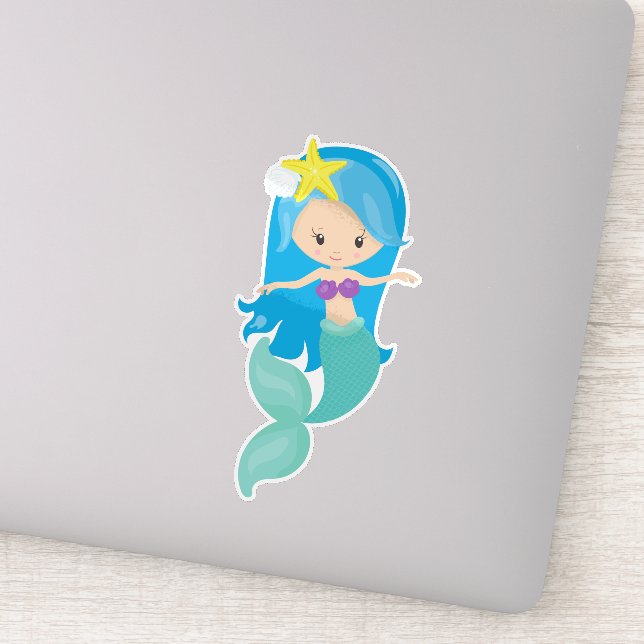 Cute Mermaid, Little Mermaid, Blue Hair, Starfish (Detail)