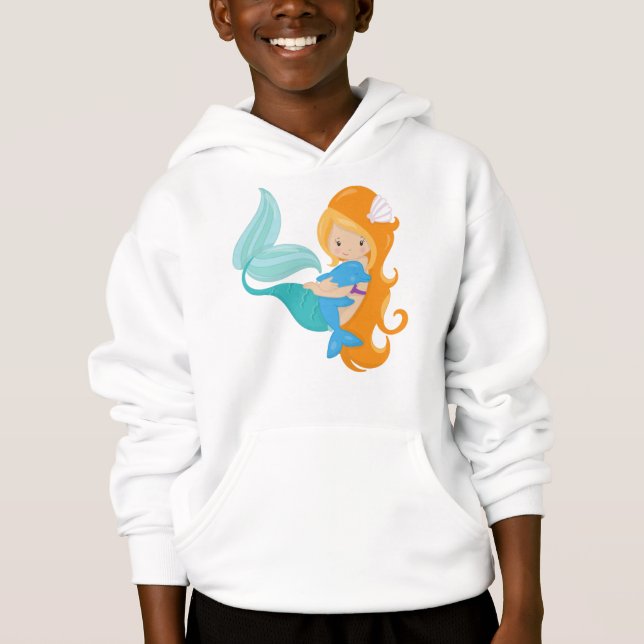 Cute Mermaid, Little Mermaid, Orange Hair, Dolphin (Front)