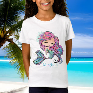 cute mermaid lovers add name  T-Shirt