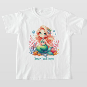 Cute mermaid lovers customisable girls kids T-Shirt