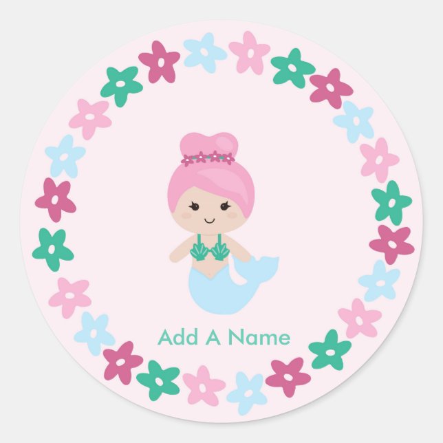 Cute mermaid name sticker (Front)