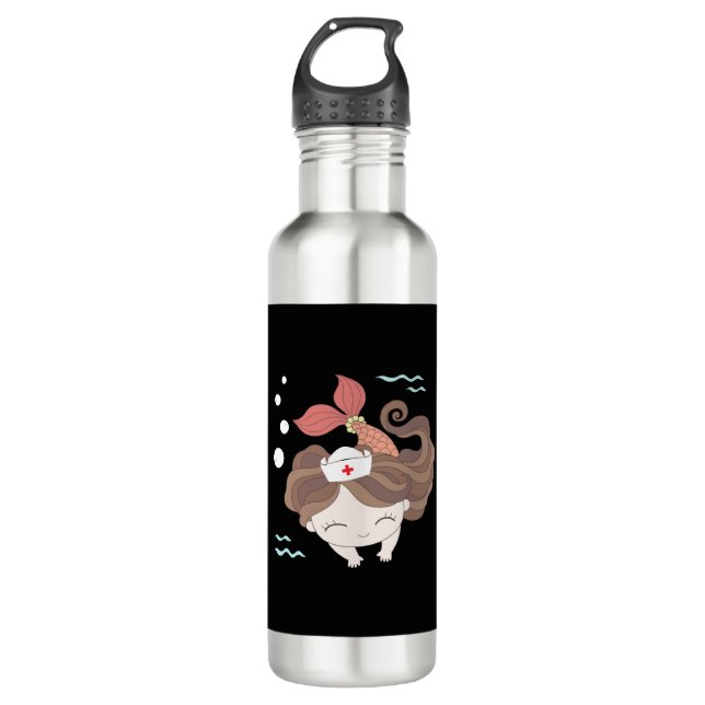 Cute Mermaid Nurse Swimming 710 Ml Water Bottle (Front)