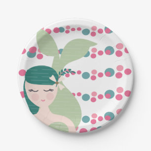 Cute Mermaid Ocean Aquatic Girls Birthday Party Paper Plate