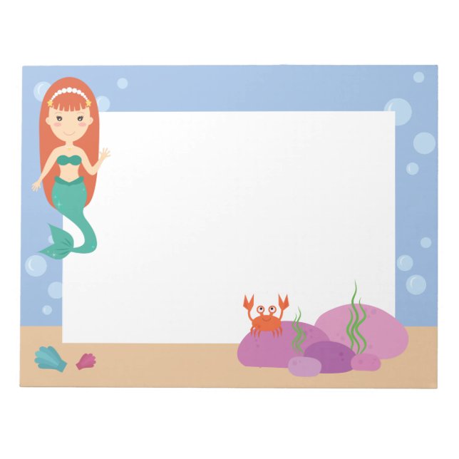 Cute mermaid ocean theme summer girl notepad (Front)