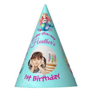 Cute Mermaid Onder-the-sea Photo 1st Birthday Party Hat