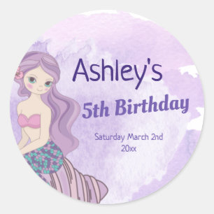 Cute Mermaid Party, Mermaid Birthday Classic Round Sticker