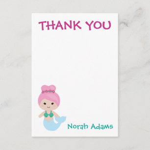 Cute Mermaid Party Personalised Thank You Notes
