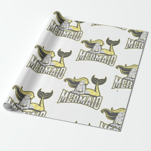 Cute Mermaid Party Yellow Wrapping Paper 