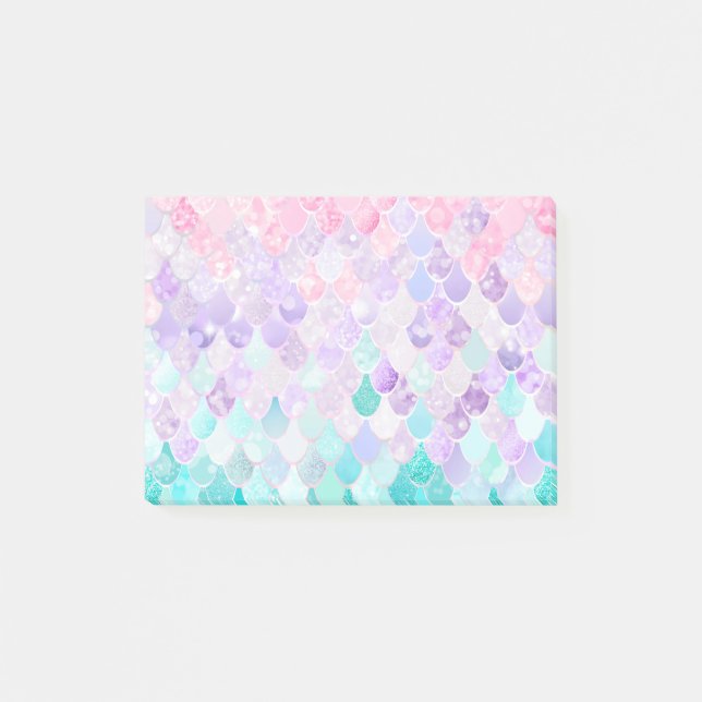 Cute Mermaid Pastel Iridescent, Pink, Purple, Teal Post-it Notes (Front)