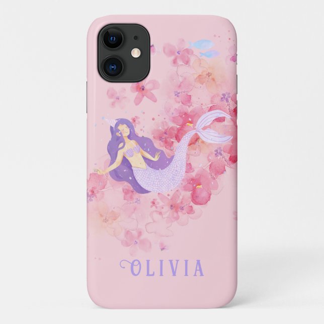 Cute Mermaid Pastel Pink Under the sea for Girls  Case-Mate iPhone Case (Back)