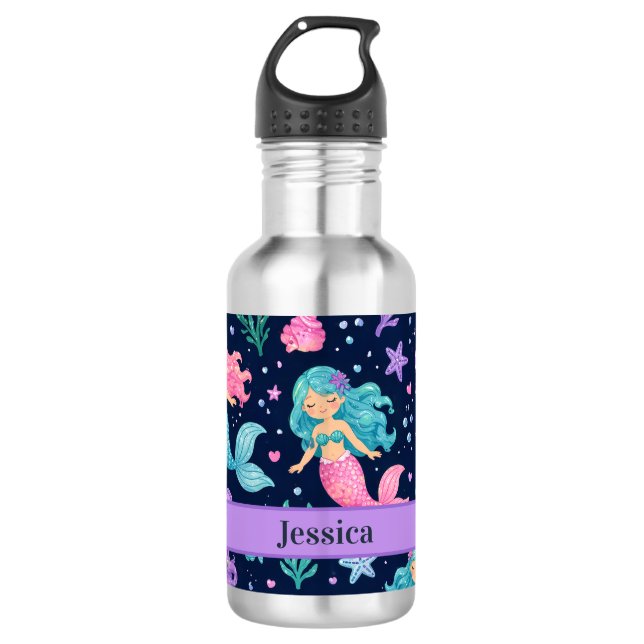 Cute Mermaid Pattern 532 Ml Water Bottle (Front)