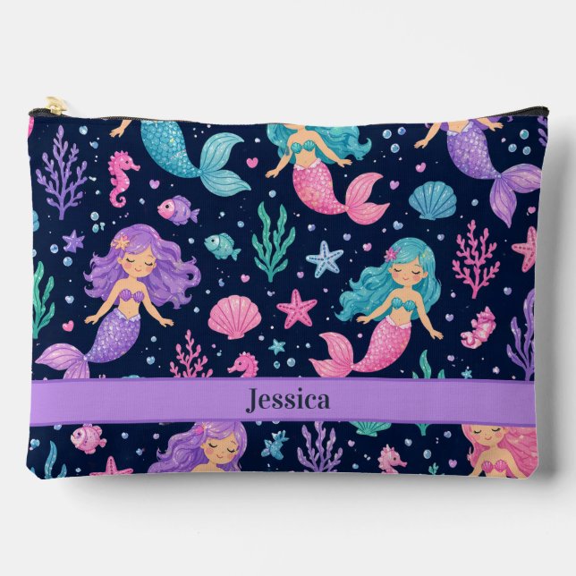 Cute Mermaid Pattern Accessory Pouch (Front)
