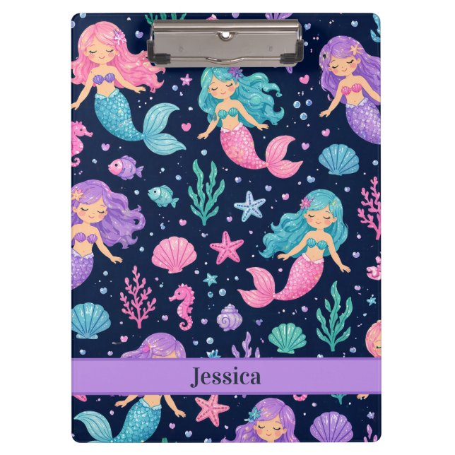 Cute Mermaid Pattern Clipboard (Front)