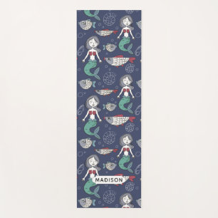 Cute Mermaid Pattern custom name yoga mat
